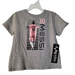 Messi Kids Raising the Bar Soccer T-Shirt 2T NEW Gray Black Pink World Cup FIFA